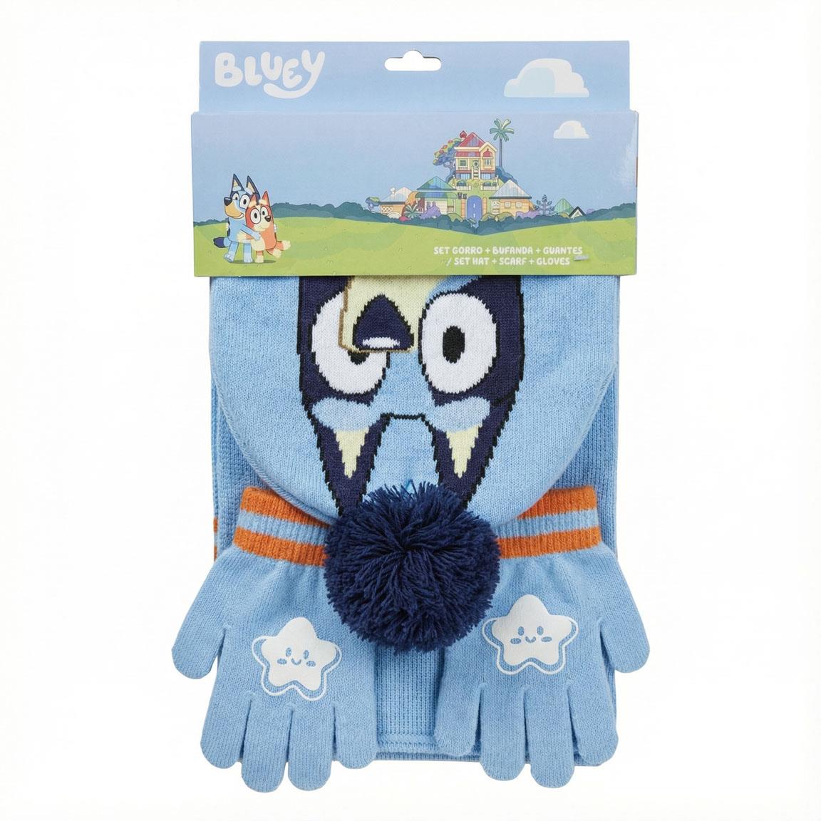 КОМПЛЕКТ ОТ ТРИ ЧАСТИ,ШАПКА,ШАЛ И РЪКАВИЦИ BLUEY & BINGO
